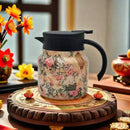 1 L Insulated Jug with Floral Pattern – Stainless Steel, Push-Button Lid