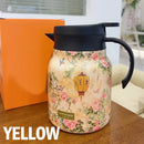 1 L Insulated Jug with Floral Pattern – Stainless Steel, Push-Button Lid
