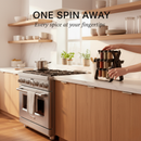 360° Compact Spice Organizer with 18 Glass Containers, Rotating Design