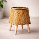 Flower Planter with Wooden Stand | Basket Weave Texture | Ideal for Indoor and Outdoor | Plantara