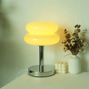 Glass table lamp with vibrant pattern for bedroom and bedside table – kid-safe night light