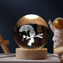 3D Carved Crystal Globe Lamp – Gentle LED Night Glow