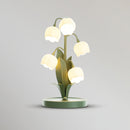Table lamp featuring a bell orchid