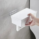 Toilet Roll Holder | Wall-Attached with Shelf | No-Drill Setup with Box | Rolluxe