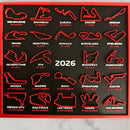 2026 Formula Racing Track Art Calendar with Stand