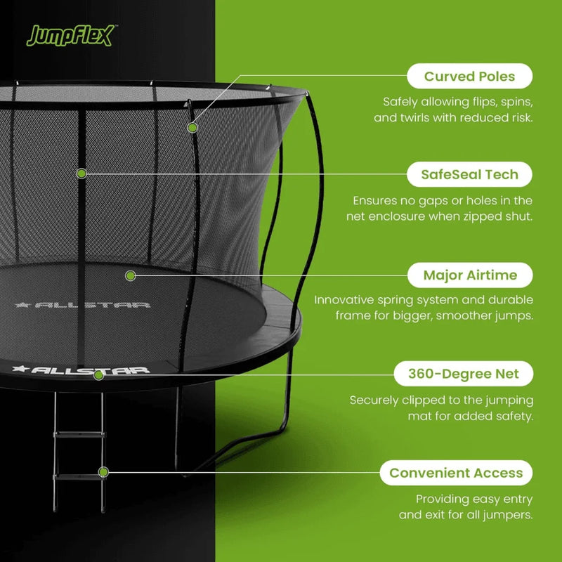 ALLSTAR 10 Trampoline Outdoor Backyard Play Equipment with Net & Ladder