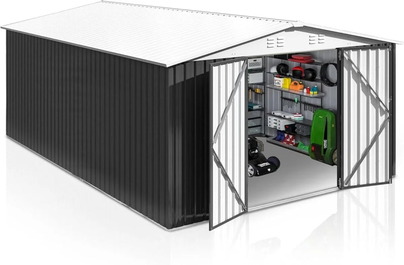 Patiowell 10 ft. W x 12 ft. D Size Upgrade Metal Storage Shed (119 sq. ft.)