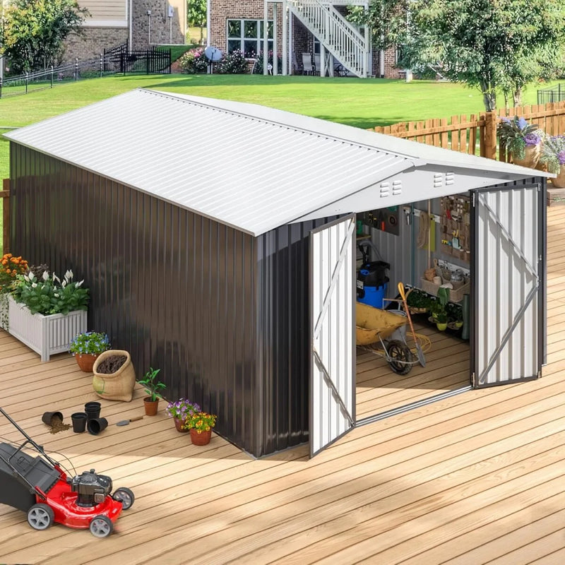 Patiowell 10 ft. W x 12 ft. D Size Upgrade Metal Storage Shed (119 sq. ft.)