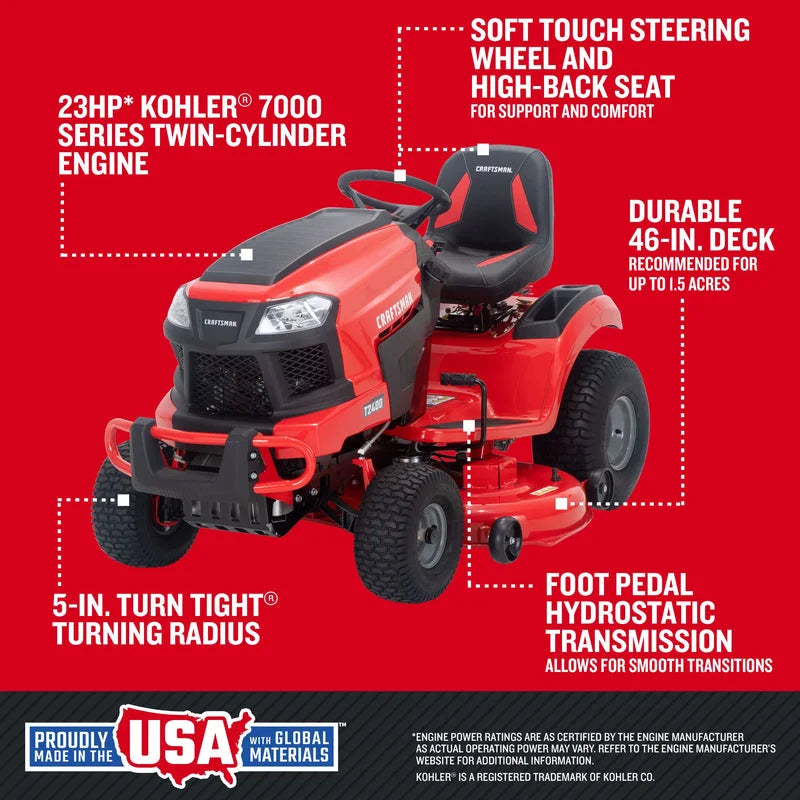 Craftsman T2400 – 46" Hydrostatic Gas Riding Mower