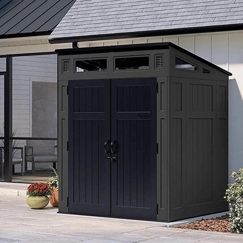 Suncast Modernist 6 ft. x 5 ft. Resin Vertical Pent Storage Shed with Floor Kit